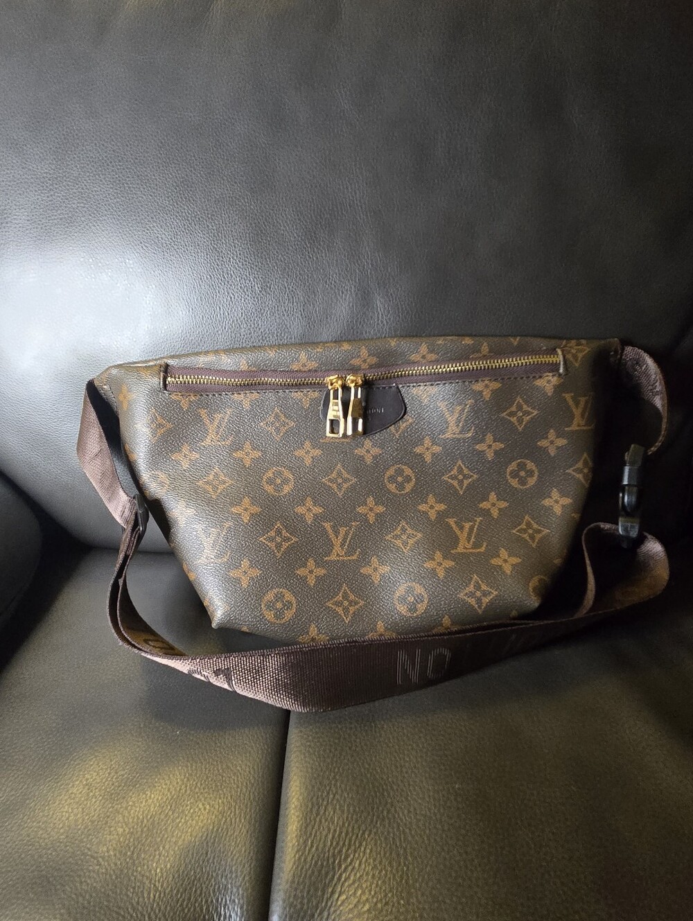 Unbranded Brown Monogram Canvas Crossbody Belt Bag